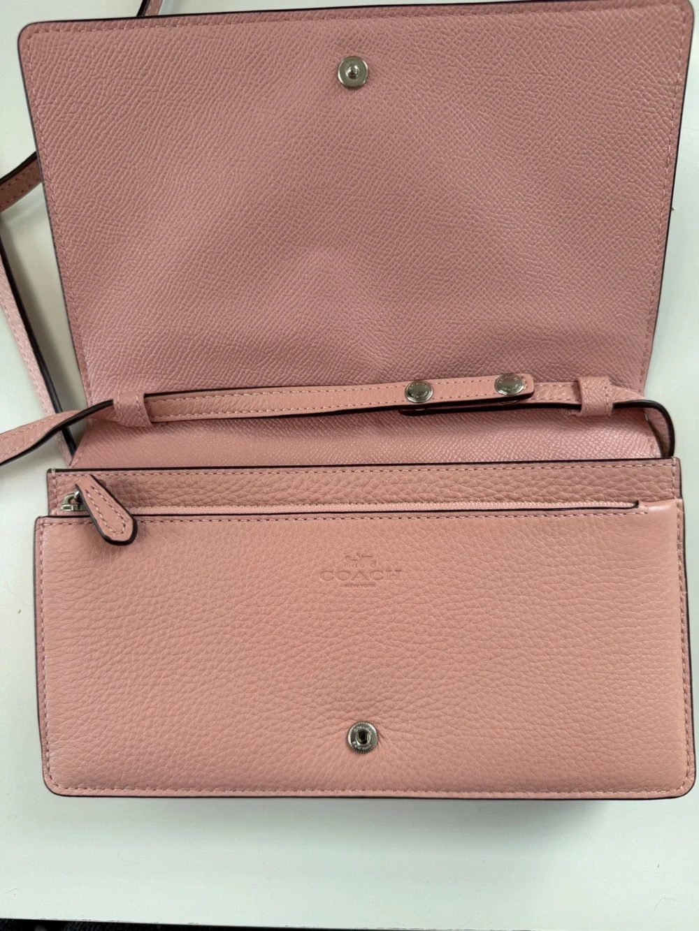 Coach Dusty Pink Pebbled Leather Crossbody Bag